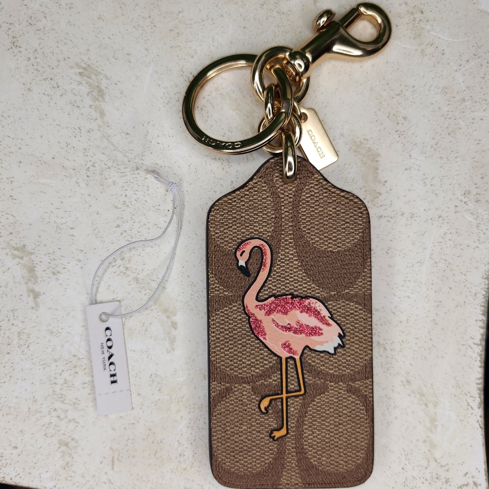 Coach Brown Flamingo Keychain